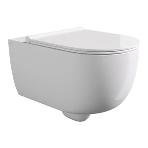 Унитаз подвесной Alice 550х350х345 Aliglaze+, безободковый, без сиденья, белый 32240101+FIX10