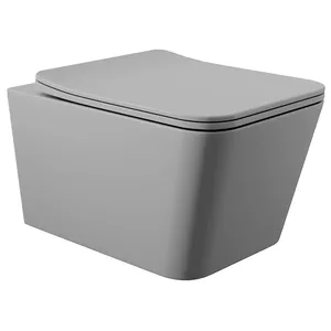 Унитаз подвесной Aqueduto 370х520х290, безободковый,сиденье с микролифтом, серый мат. MAC0130