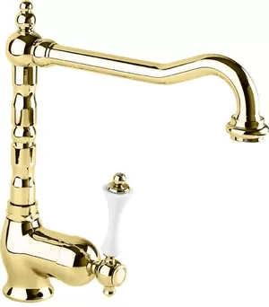 Смеситель CEZARES -LLM2-03/24-Bi для кухни, однорычажный, золото/ручка белая
