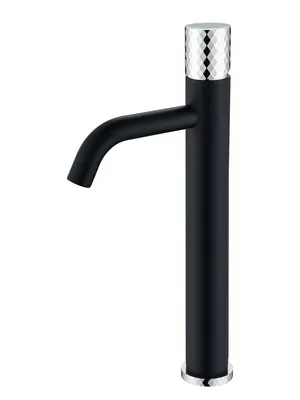 Смеситель Boheme 122-BCR для раковины, на 1 отверстие, однозахв, ручка diamond, черный+хром