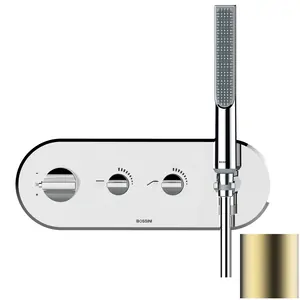 Смеситель для душа Bossini Z00522043 встраиваемый, термостат, 2 вых., с руч.душем, сат.золото