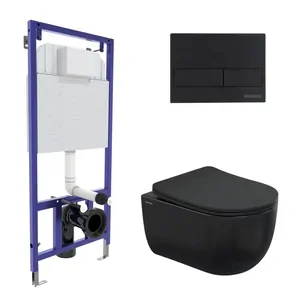 BERGES комплект инсталляция клавиша L5 черн., унитаз Ventas Black сиденье Ventas Black 043324