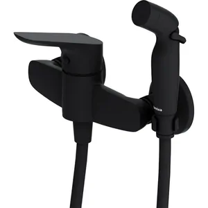 Смеситель DAMIXA настенный, однозахватный с гигиеническим душем, черный матовый 778000300