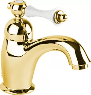 Смеситель CEZARES -LSM1-03/24-Bi для умывальника, донный клапан, золото/ручка белая
