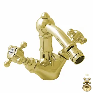 Смеситель для биде Nicolazzi двухзахватный, золотая латунь 1434GB70