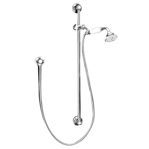 Душевой набор Devon&Devon UTCI518CR штанга с душевой лейкой со шлангом и выпуском, хром/белый