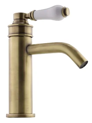 Смеситель для раковины Migliore однорычажный, донный клапан, бронза/ручка белая 32202