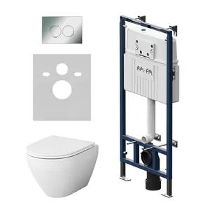 Комплект инсталляции AM.PM клавиша L хром + унитаз Spirit V2.0, сиденье IS100151.701700