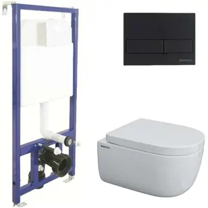 BERGES комплект инсталляции с клавишей смыва L5 SoftTouch черной, унитаз EGO Rimless, 4в1 043232