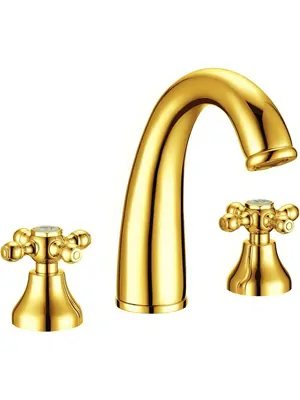 Смеситель Boheme Oro 297 для раковины, на 3 отверстия, двухзахватный, золото