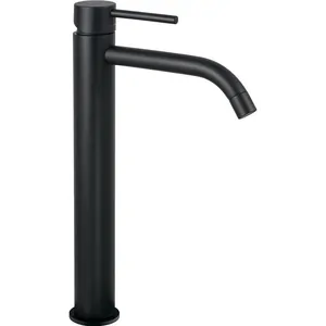 Смеситель для раковины Paffoni однозахватный, высокий излив 229мм, черный мат. LIG081NO