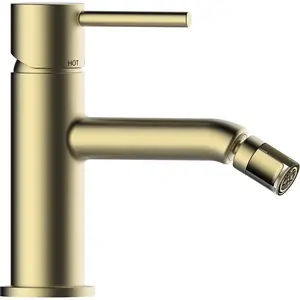 Смеситель для биде Bossini Z00702043 однозахватный, низкий излив, донный клапан, сатин. золото