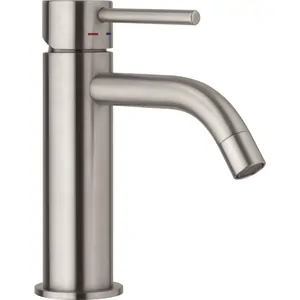 Смеситель для раковины Paffoni LIG071ST однозахватный, низкий излив 79мм, без д/к, сталь