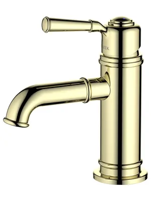 Смеситель для раковины Aquatek AQ1510PG однозахватный, излив 72мм, б/дон. клап., зол. полир