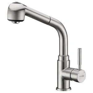 Смеситель для кухни WasserKRAFT 4266 однозахватный, с выдвижной лейкой, цвет: никель