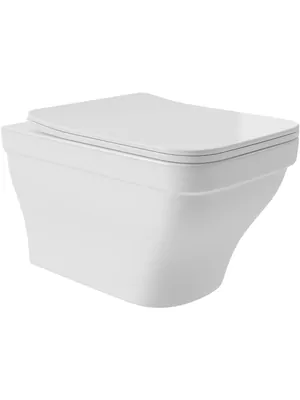 Унитаз подвесной Aqueduto 520х365х320 безободковый,сиденье с микролифтом,белый глянец EST0110