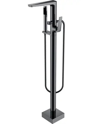 Смеситель Boheme 379-SGM для ванны/душа, напольный, однозахватный, с ручным душем, графит гл