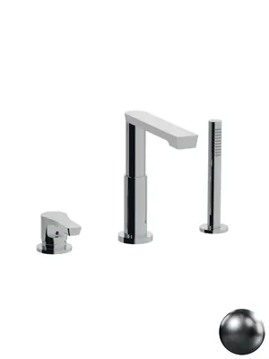 Смеситель на борт ванны Giulini EGO на 3 отверстия, с душевым гарнитуром, никель матовый F5765BDNKO