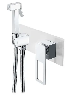 Смеситель Boheme 147-WCR.2 встраиваемый, с гигиеническим душем, однозахватный, белый+хром