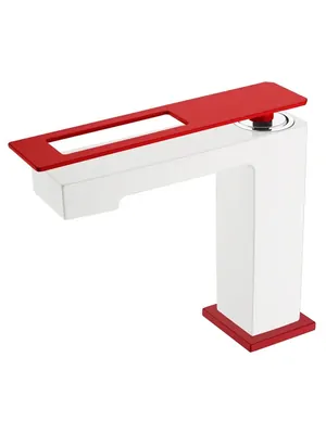 Смеситель Boheme 141-WR для раковины, на 1 отверстие, однозахватный, белый+красный