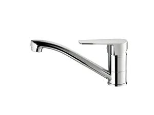 Смеситель для кухни VODA HI 05 однозахватный, низкий поворотный излив, цвет: хром