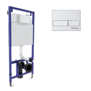 Комплект BERGES инсталляция для скрытого монтажа унитаза, клавиша смыва L2  арт. 040212