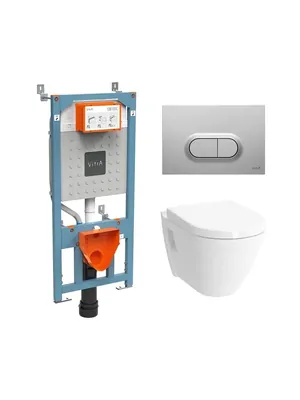 Комплект: Инсталляция Vitra с клавишей хром + Унитаз без ободка +сиденье микролифт 9003B003-7201