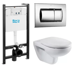 Комплект Инсталляция ROCA+унитаз ROCA +Кнопка смыва хром+Сиденье с микролифтом 893100000