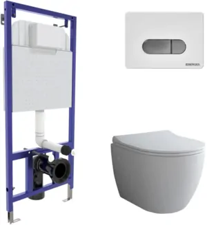 BERGES комплект инсталляции с клавишей смыва D7  белой/хром, унитаз OKUS, 4в1 043262