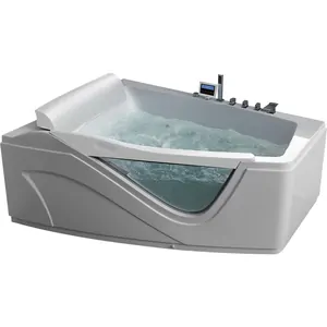 Акриловая ванна Gemy (1700х1300) гидромассажная, со вставкой из прозрачного стекла, левая G9056 K L