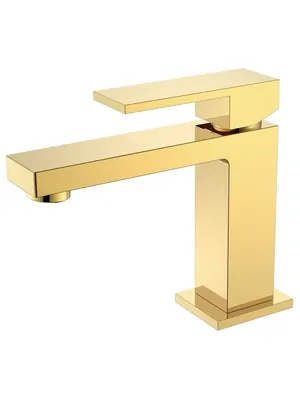 Смеситель Boheme 471-G для раковины, на 1 отв, однозахватный, фикс излив, золото