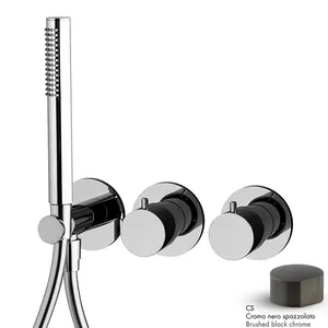 Смеситель для душа FIMA Carlo Frattini встраив.,термостат,ручной душ,черн.браш. F3149WX9CS
