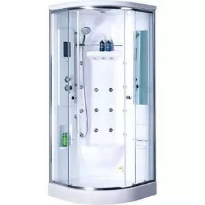 Душевая кабина BAND HOURS 90x90x225 прозр. стекло профиль хром низкий полукруглый поддон