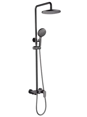 Душевая система Boheme 458-GM настенная, однозахватная, верхний/ручной душ, графит