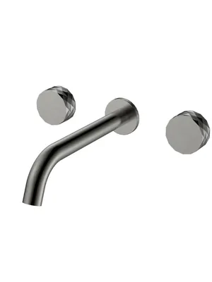 Смеситель Boheme 152-2-GM для раковины, встраиваемый, двухзахватный, ручки:diamond, графит