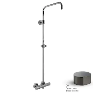 Смеситель для душа FIMA Carlo Frattini настен,термостат,с душ. стойкой,черный хром F4285SCN