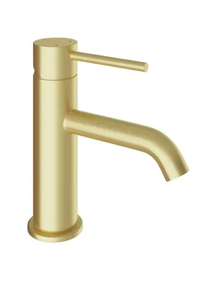 Смеситель для раковины Aqueduto CAN0250 однозахватный, низкий излив 77мм, шлифованное золото