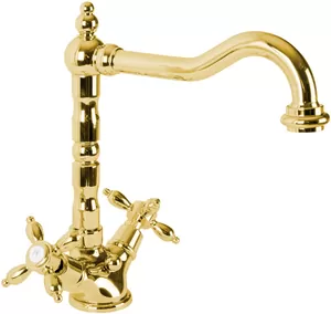 Смеситель CEZARES -LS2-03/24 для умывальника, двухзахватный, с донным клапаном, золото