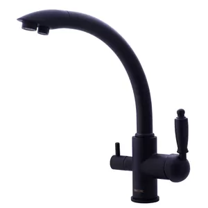 Смеситель Swedbe для кухни поворотный излив, с каналом для подкл фильтра, черный 8045