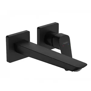 Смеситель Hansgrohe для умывальника, Fine, настенный, излив 205 мм, черный мат. 71256670