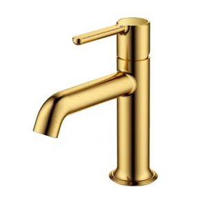 Смеситель CEZARES -LS-BORO-W0 для раковины, однозахватный, без донного клапана, браш. золото