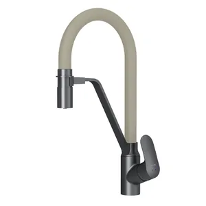 Смеситель AM.PM для кухни F8007826 с гибким изливом и каналом для питьевой воды, черный+бежевый