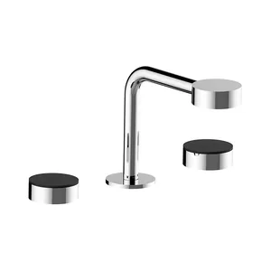 Смеситель для раковины CISAL высота излива 130мм, на 3 секции, хром/черный SM0010206T