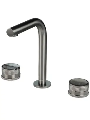 Смеситель Boheme Prestige 152-GM-PR для раковины, на 3 отверстия, двухзахватный, графит