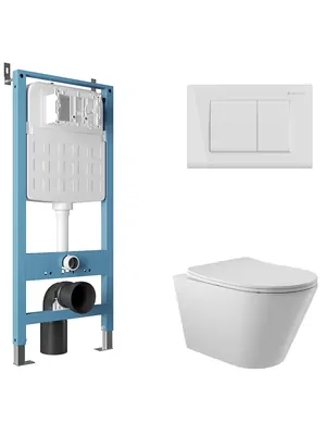 Инсталляция Aqueduto TECNICA NOVO + унитаз с сиденьем + клавиша смыва QUADRADO AQDS095