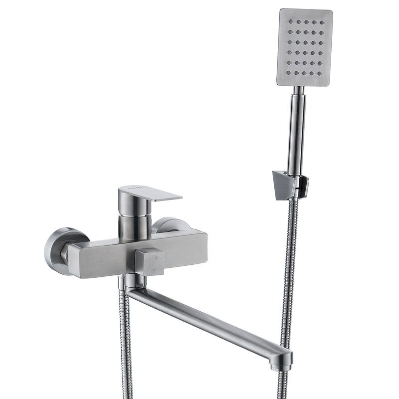 Смеситель для ванны/душа ESKO EK31 настенный, однозахватный, с ручным душем, нержавеющая сталь