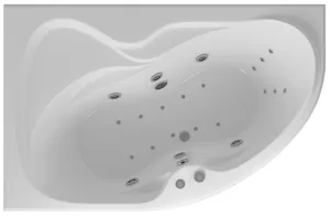 Ванна акриловая Акватек 170х105 левая, аэромассаж, пневмоупр,панель,каркас,слив