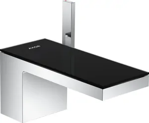Смеситель Axor 47010600 для умывальника, однозахватный, сливной гарнитур, хром/черн стекло