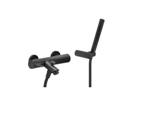 Смеситель NOBILI для ванны/душа, настенный, термостат, с душ.гарнитуром, черный мат LV00010/2BM