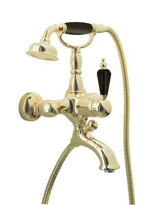 Смеситель Boheme Nero 253 для ванны/душа, настенный, однозахв, лейка 1 режим, золото